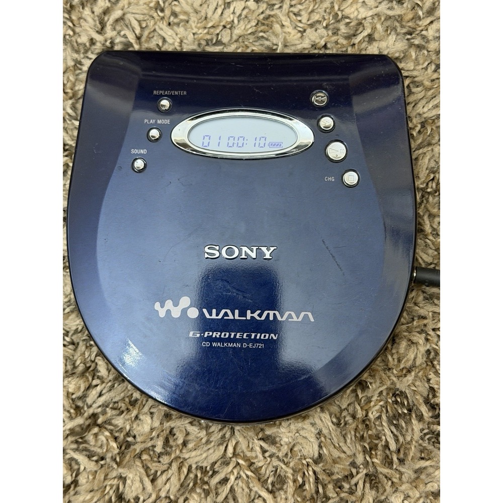 Sony D-EJ721 Walkman Blue Portable CD Player With Headphones Tested Working